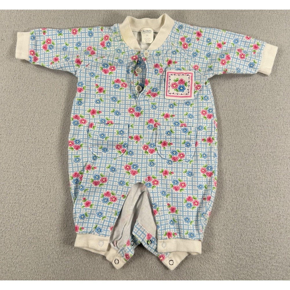 Vintage Floral Print Baby Sleeper One Piece Size 3 Months AGABANG 100% cotton